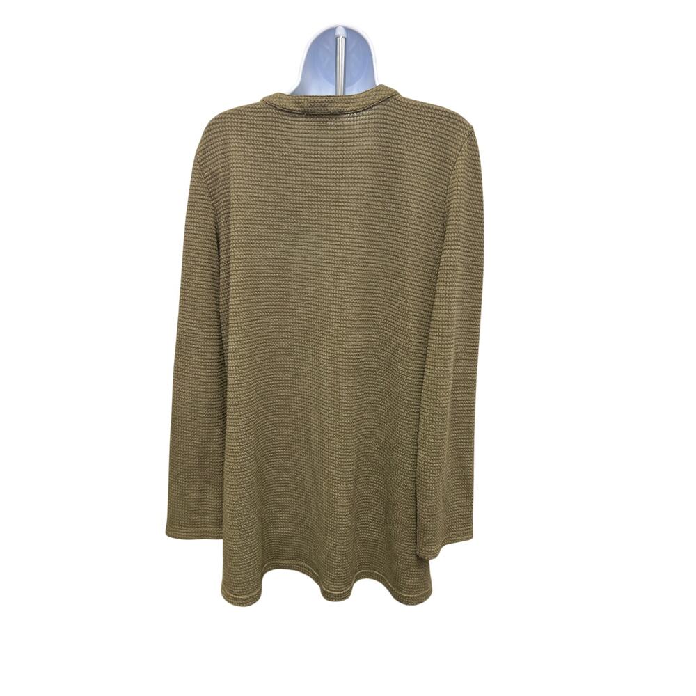 L Love Olive Lace-Up Waffle Knit Top Long Sleeve Boho Cottagecore L - Picture 3 of 4